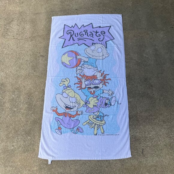 Vintage 90s Rugrats Nickelodeon Long Beach Bath Towel 29x55 - Picture 1 of 7